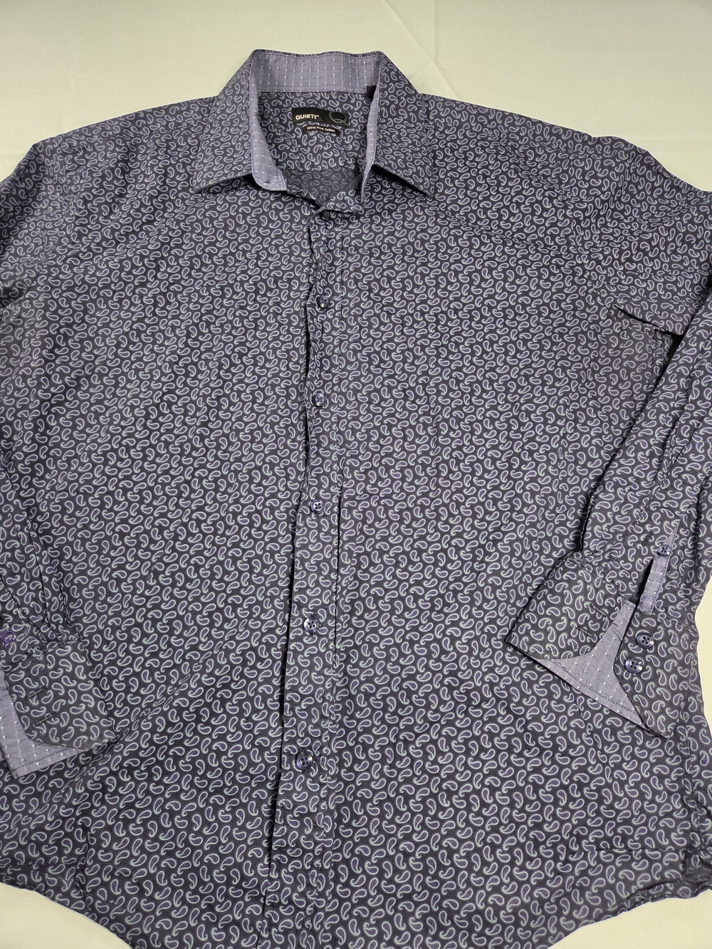 Slim Fit Men's Paisley Dress Shirt β Navy